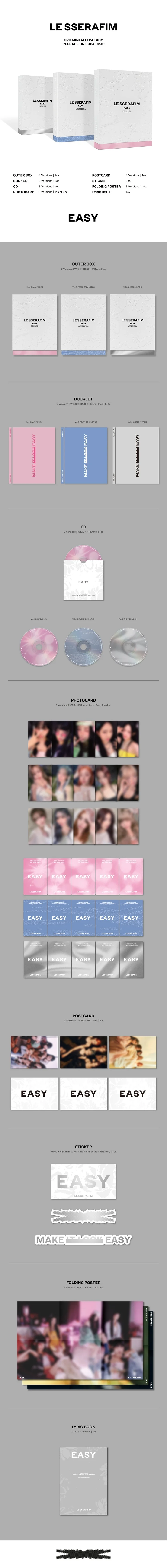LE SSERAFIM - 3rd Mini Album EASY (Set) détail 1