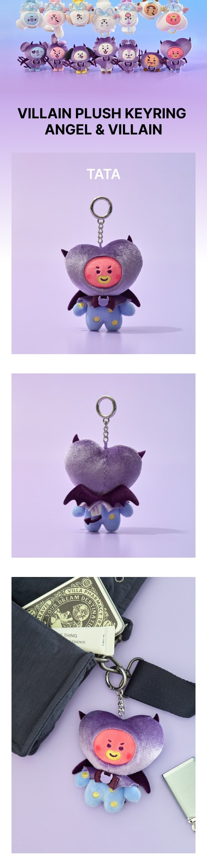 bt21 villain plush keyring angel & villain 1